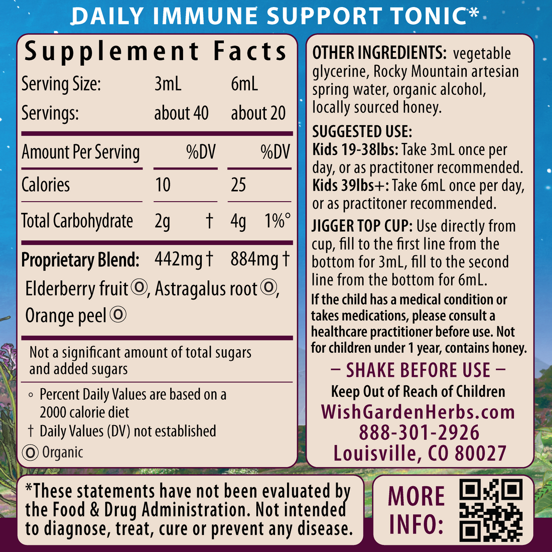 Elderberry Syrup, Everyday Immunity for Kids by WishGarden Herbs