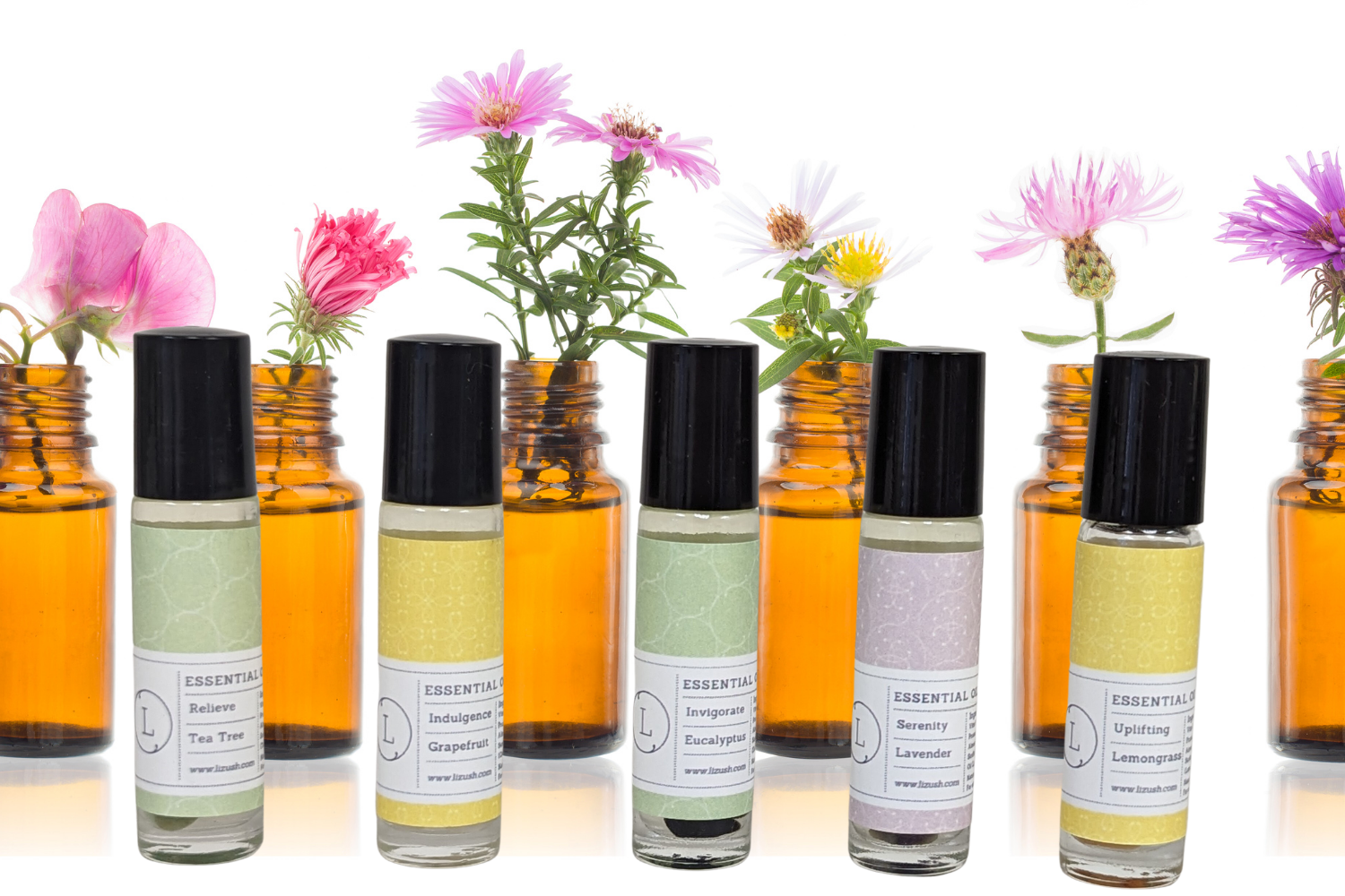 Essential Oils Roll-On with Crystals - set of 5 by Lizush