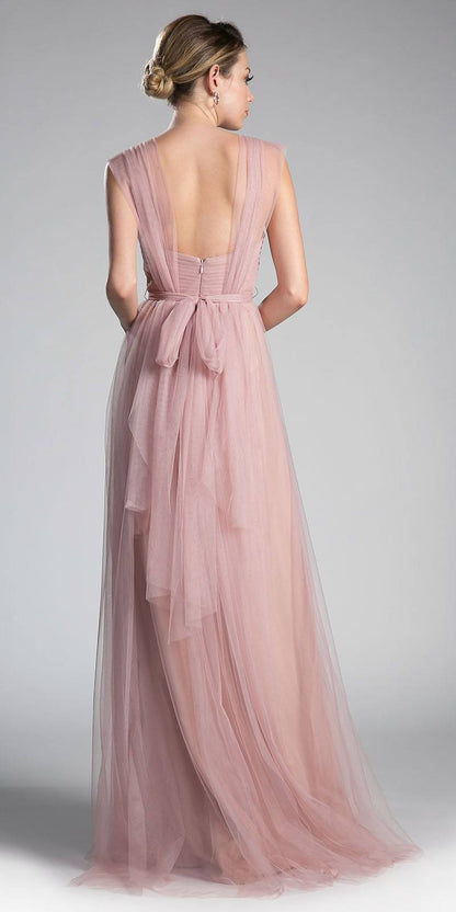 CLEARANCE - Tulle Infinity Style Long Blush Bridesmaid Dress (Size 14) by DiscountDressShop