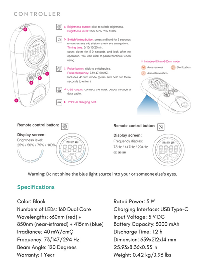 proCLEAR LED Mask (Jet Black) by ECO FACE PLATINUM