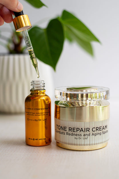 Brightening Vitamin C &amp; Tone Repair Cream Set – Vegan, Gluten-Free Dark Spot &amp; Hyperpigmentation Duo by EpiLynx
