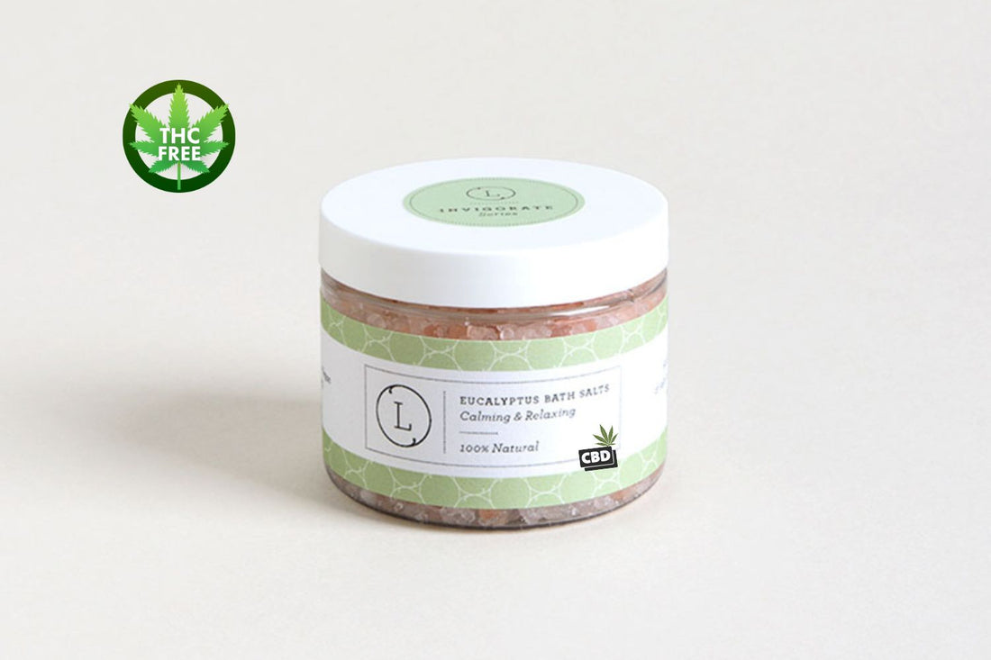 CBD Natural Eucalyptus Bath Salts with CBD, Calming and relaxing (THC free) by Lizush