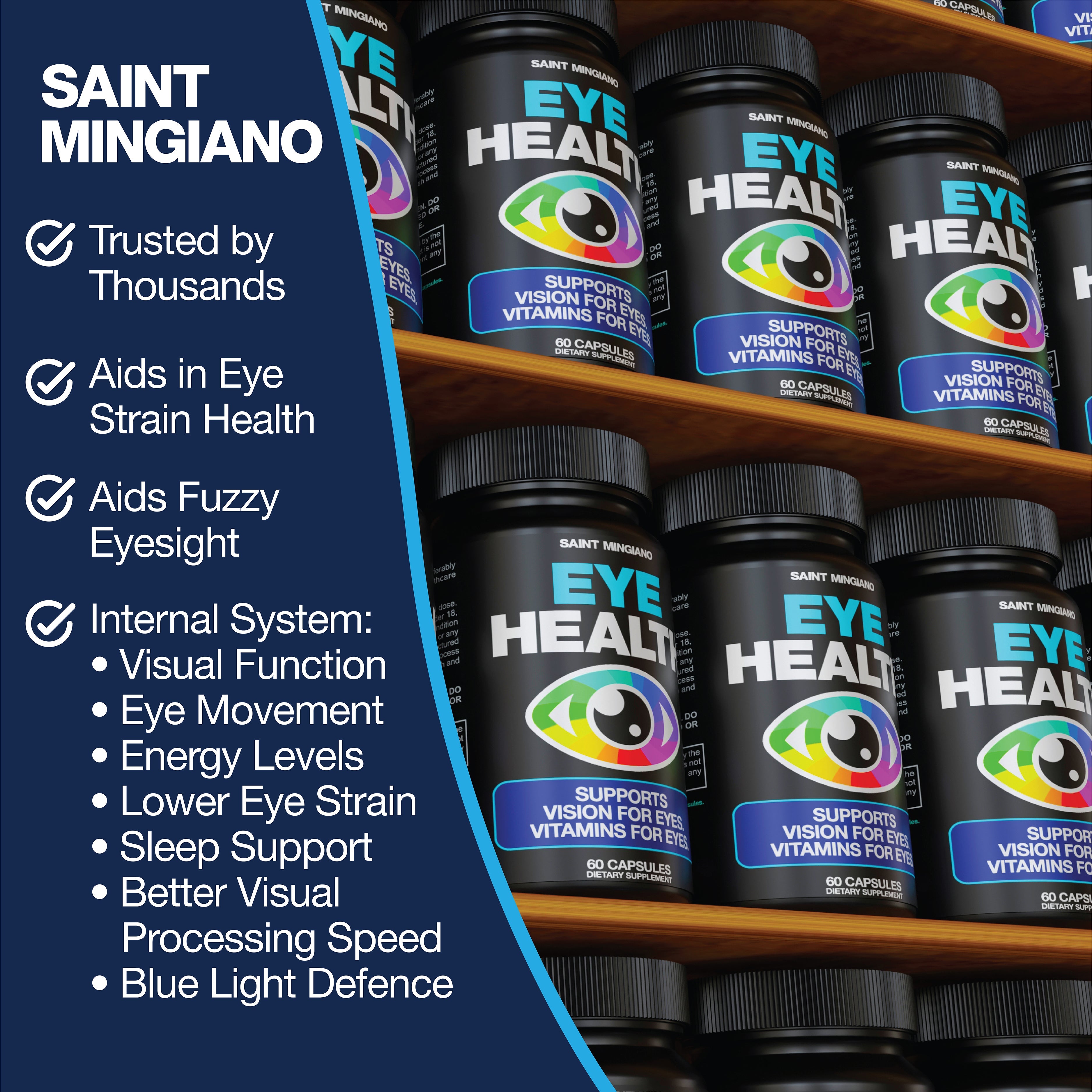 Eye Health &amp; Vision Vitamins Supplement 60 Capsules by Saint Mingiano - Supplements &amp; Wellness Dedicated to Holistic Health