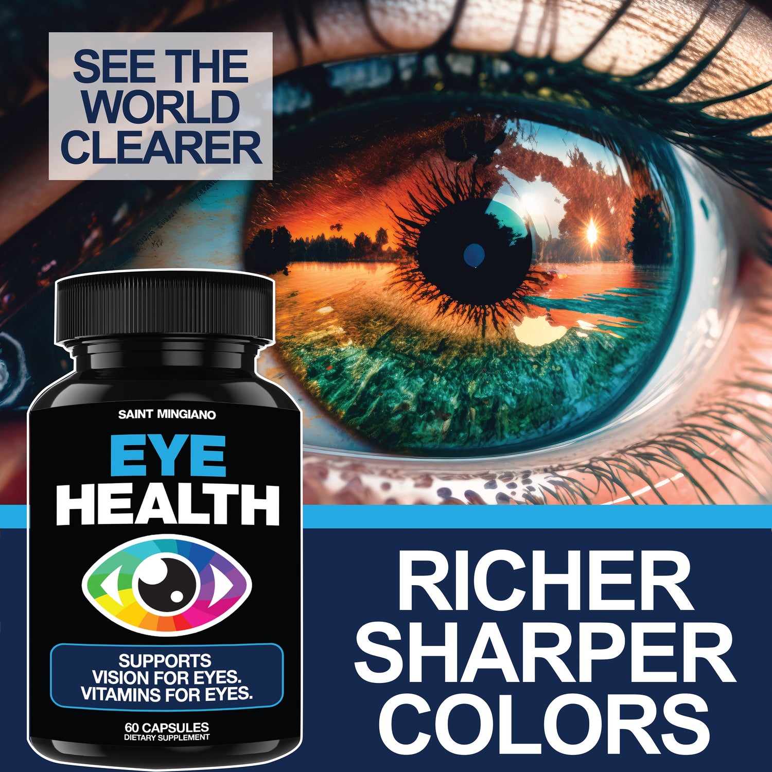 Eye Health &amp; Vision Vitamins Supplement 60 Capsules by Saint Mingiano - Supplements &amp; Wellness Dedicated to Holistic Health