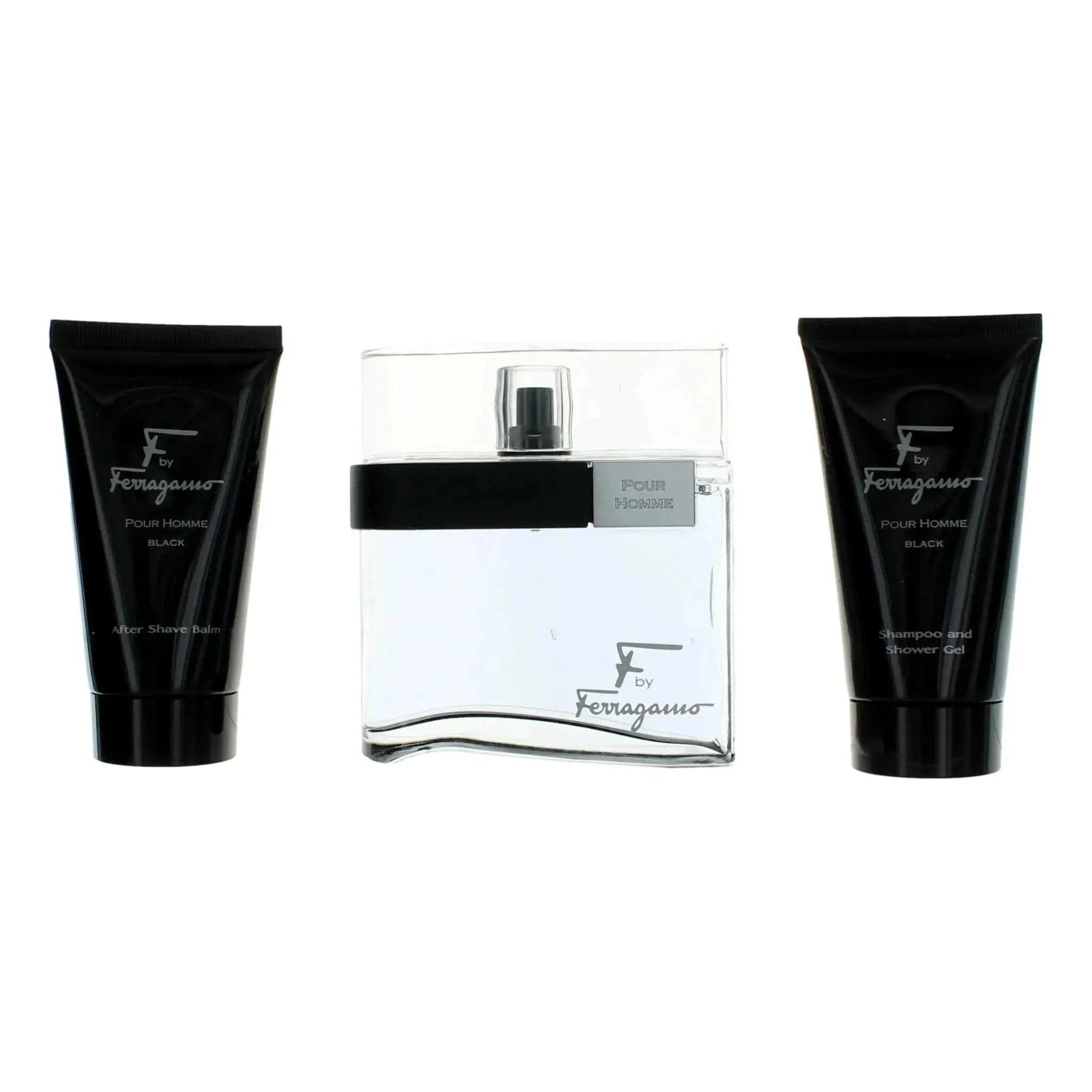 F Black By Salvatore Ferragamo For Men (3pc Gift Set) by perfumesandrea