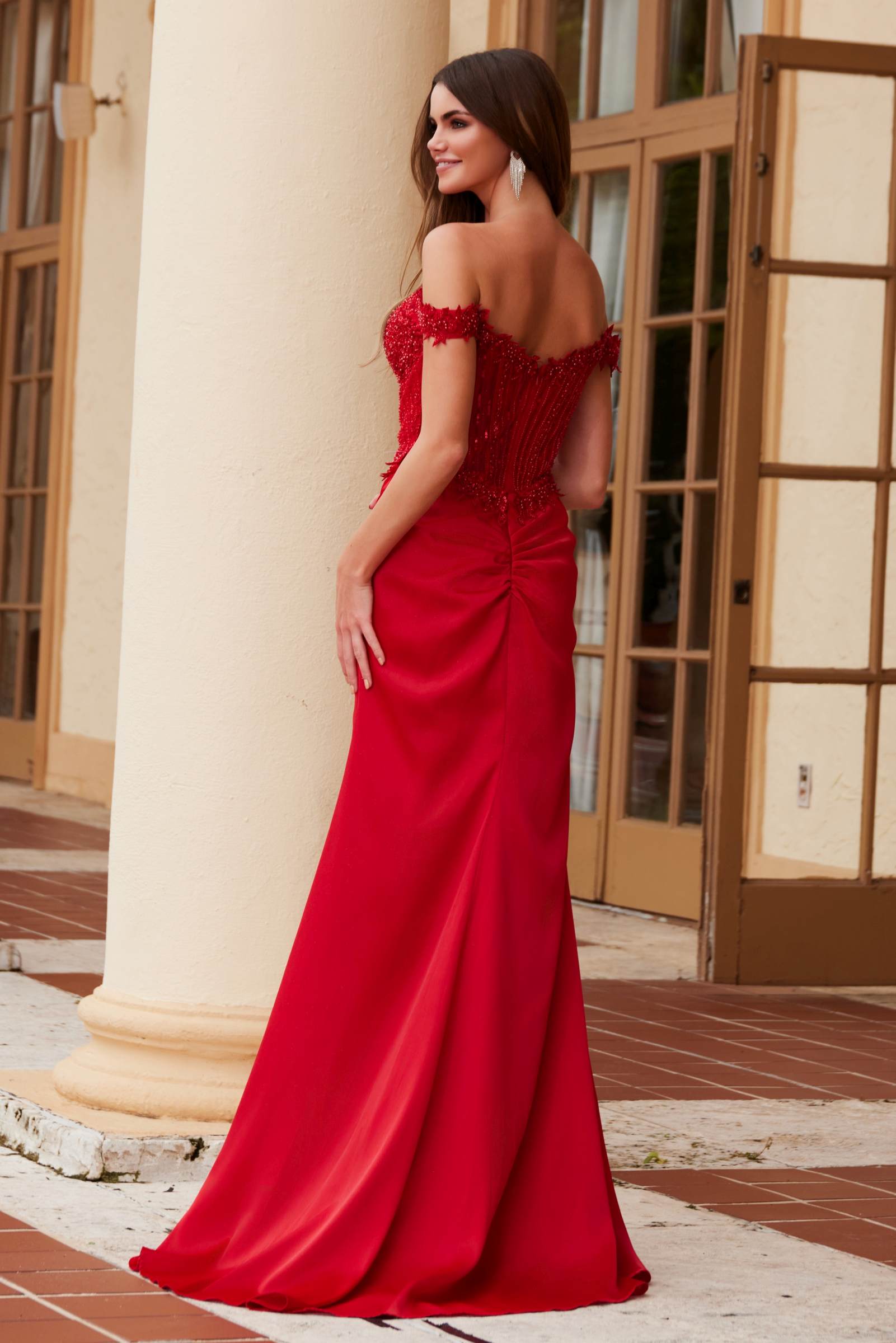 Nox Anabel F1572 Satin Sweetheart Sequin Applique Boned Waistline by DiscountDressShop