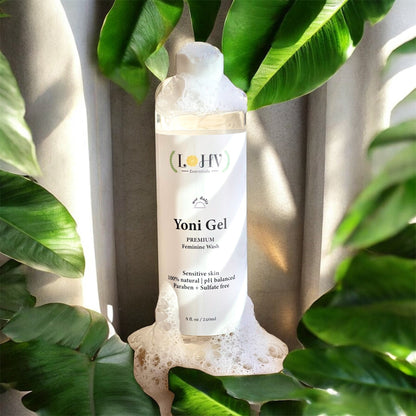 PREMIUM Herbal LOHV YONI GEL pH Balancing Intimate Wash: Eliminate Odor, Cleanse Vulva, Maintain a Healthy pH Balance with Palm Kernel Oil + Rose Oil + Aloe Vera Leaf by LOHV ESSENTIALS