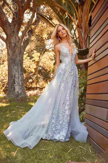 Nox Anabel F485 Lace and Beads Mermaid Gown Chiffon Overskirt by DiscountDressShop