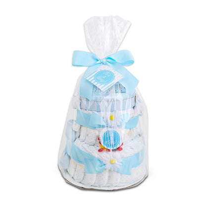 Blue Two- Tier Diaper Cake by Alder Creek Gift Baskets