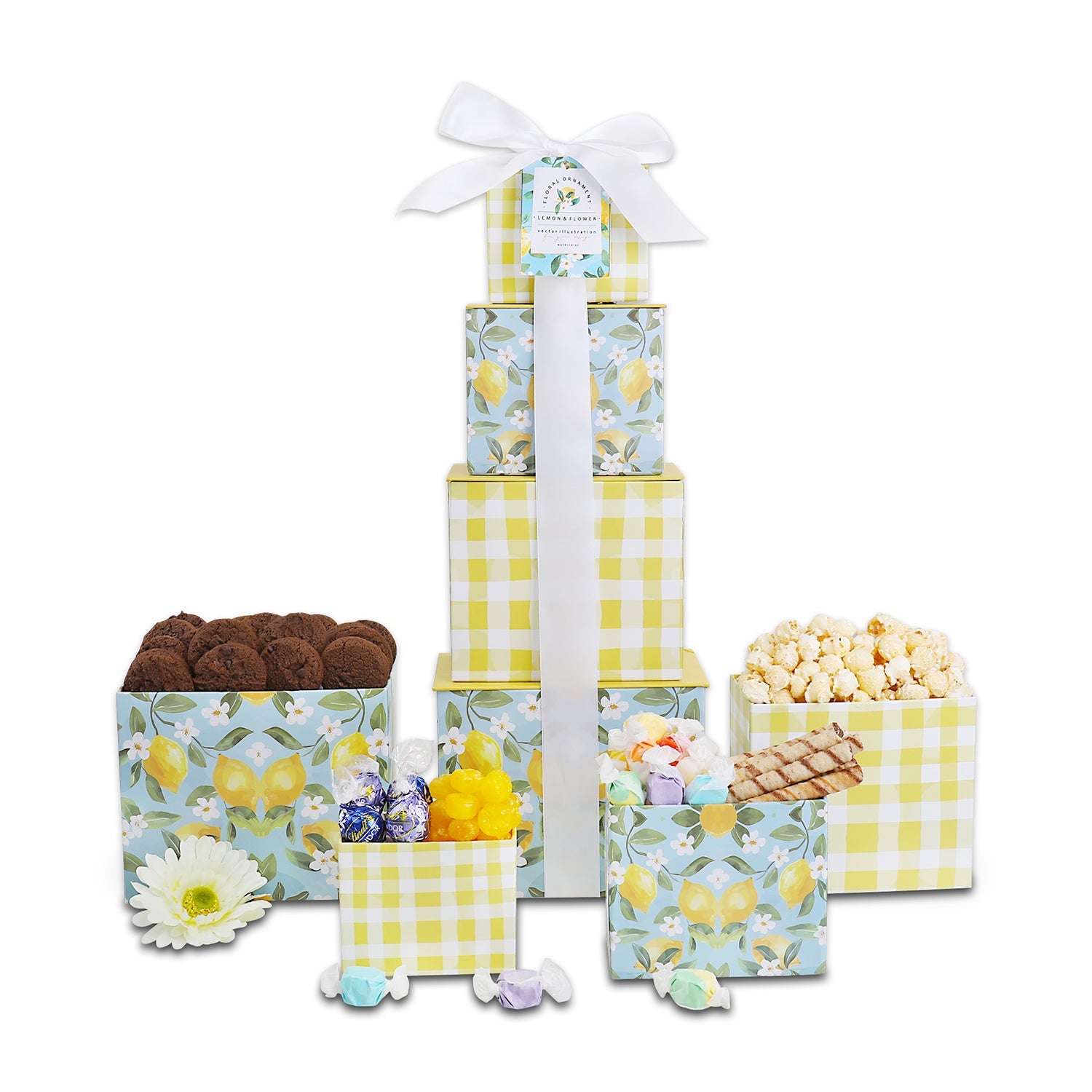 Sweet Sunshine Floral Summer Gift Tower by Alder Creek Gift Baskets