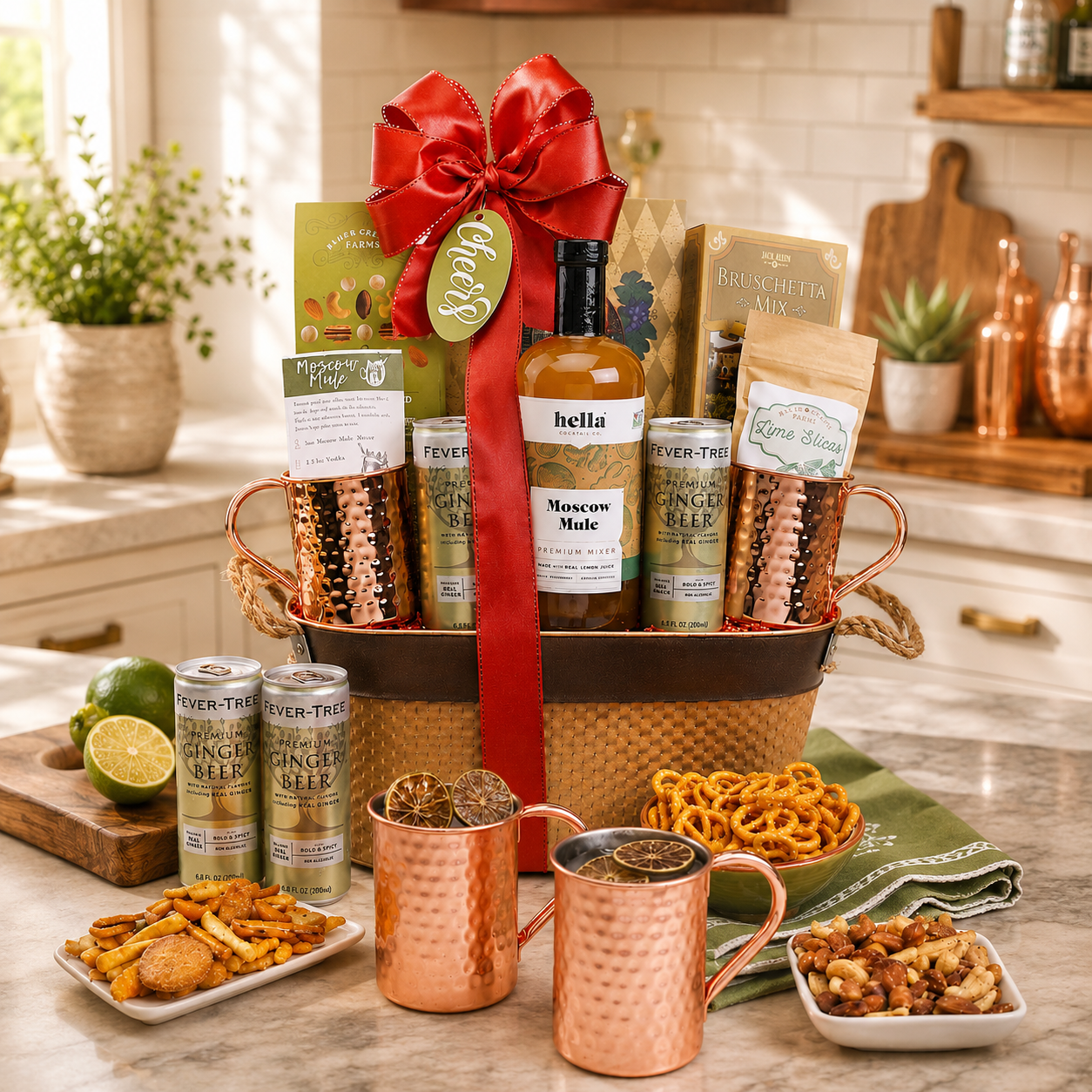 Moscow Mule Handcrafted Cocktail Gift Basket by Alder Creek Gift Baskets