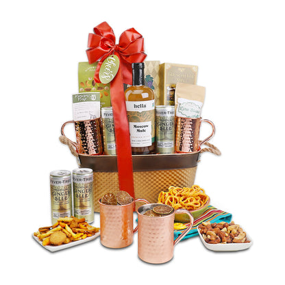Moscow Mule Handcrafted Cocktail Gift Basket by Alder Creek Gift Baskets