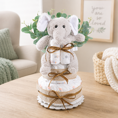 Wild About Baby Two-Tier Diaper Cake Gift Basket by Alder Creek Gift Baskets