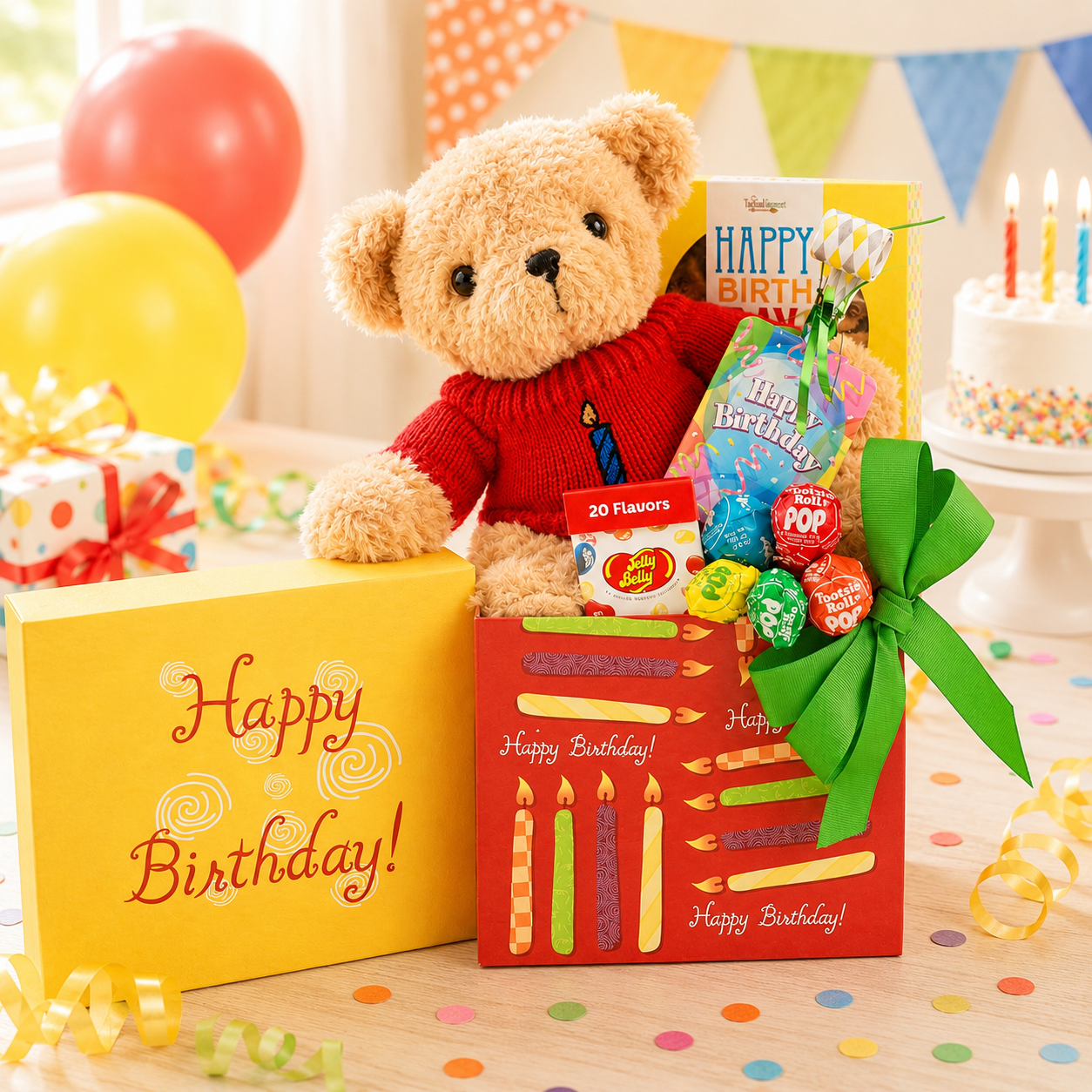 Happy Birthday Celebrations Bear Gift Box by Alder Creek Gift Baskets