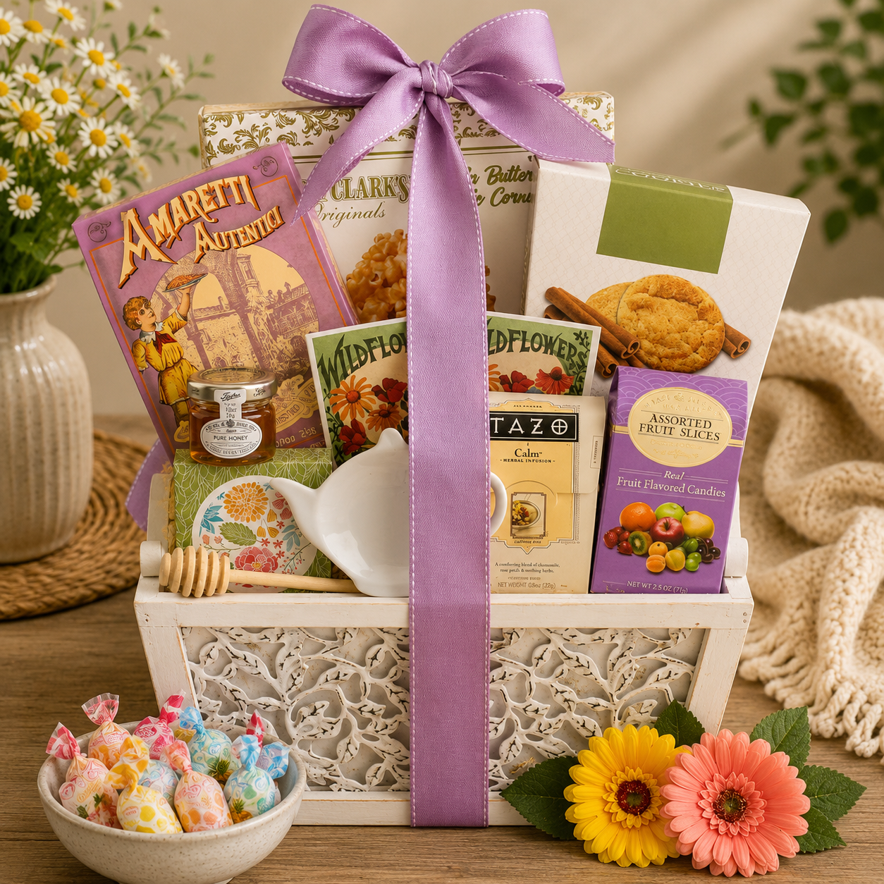 Garden of Indulgence Gourmet Gift Basket with Tea &amp; Cookies by Alder Creek Gift Baskets