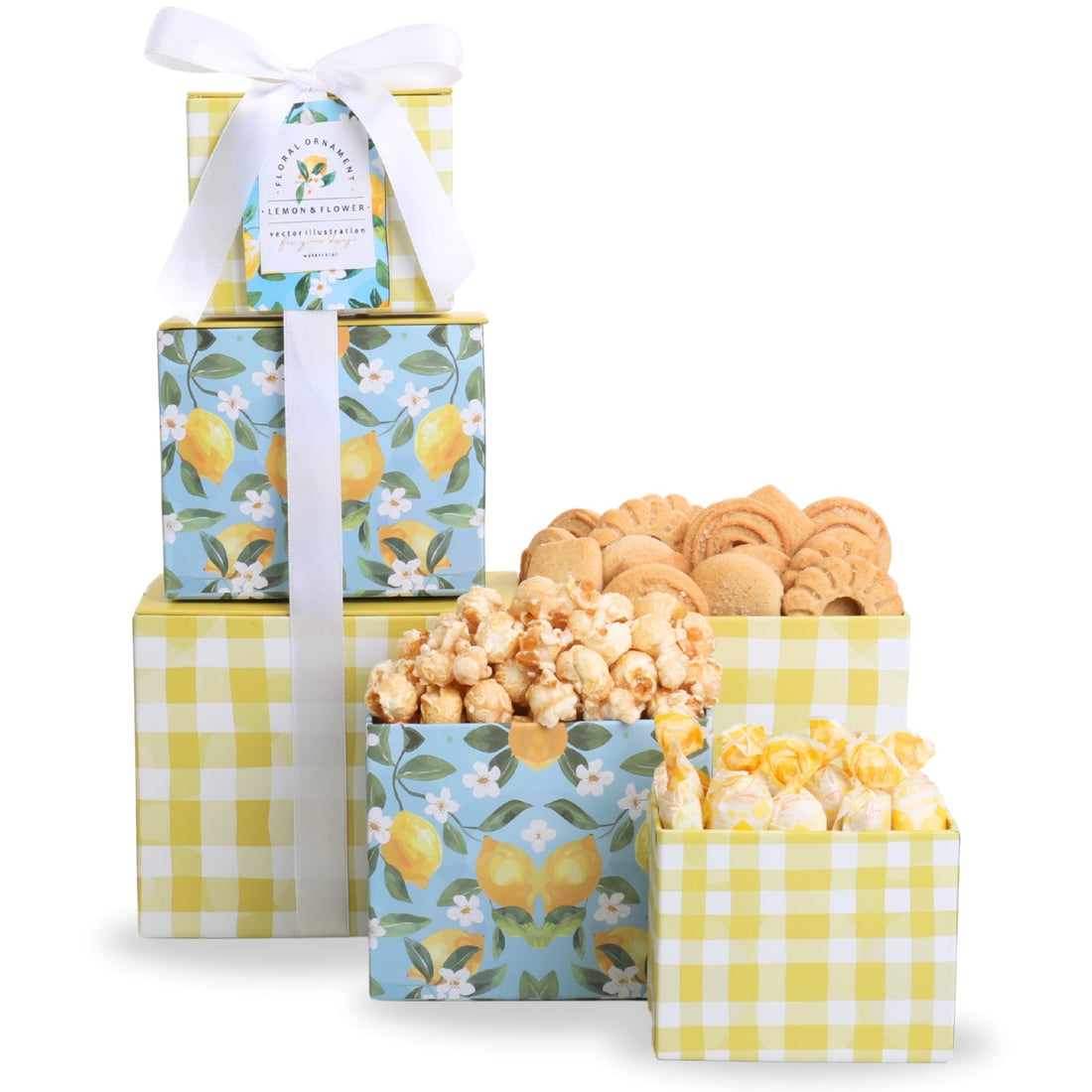 Lemon Twist Gift Tower by Alder Creek Gift Baskets