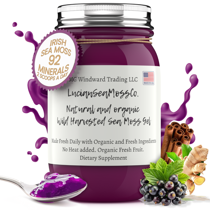 Fresh Elderberry Ginger Cinnamon Infused Sea Moss Gel by Seamoss Global