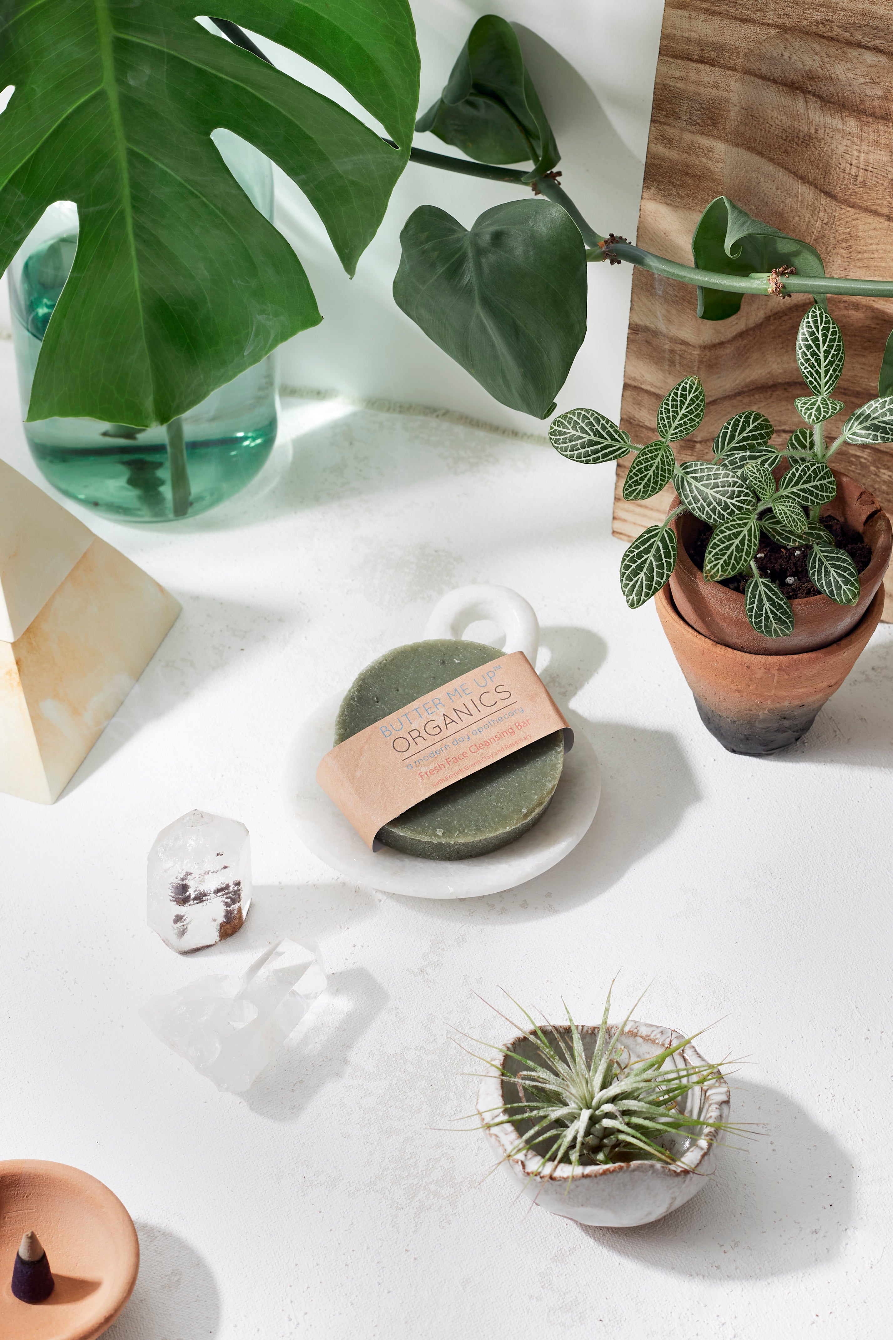 Face Wash Facial Cleansing Bar with French Green Sea Clay by Butter Me Up Organics