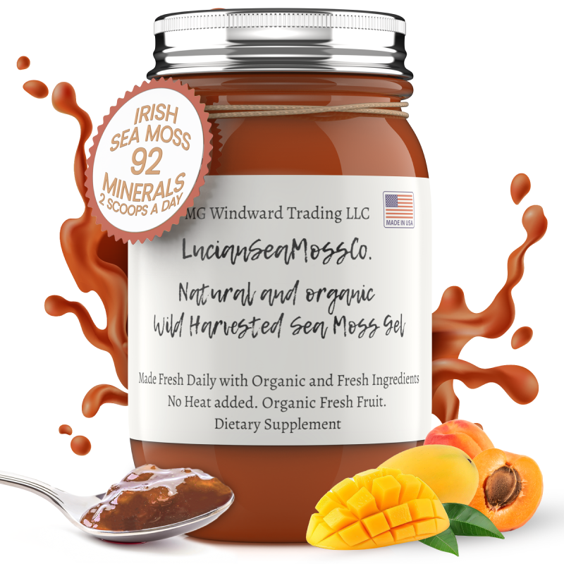Fresh Organic Mango Peach Infused Sea Moss Gel by Seamoss Global