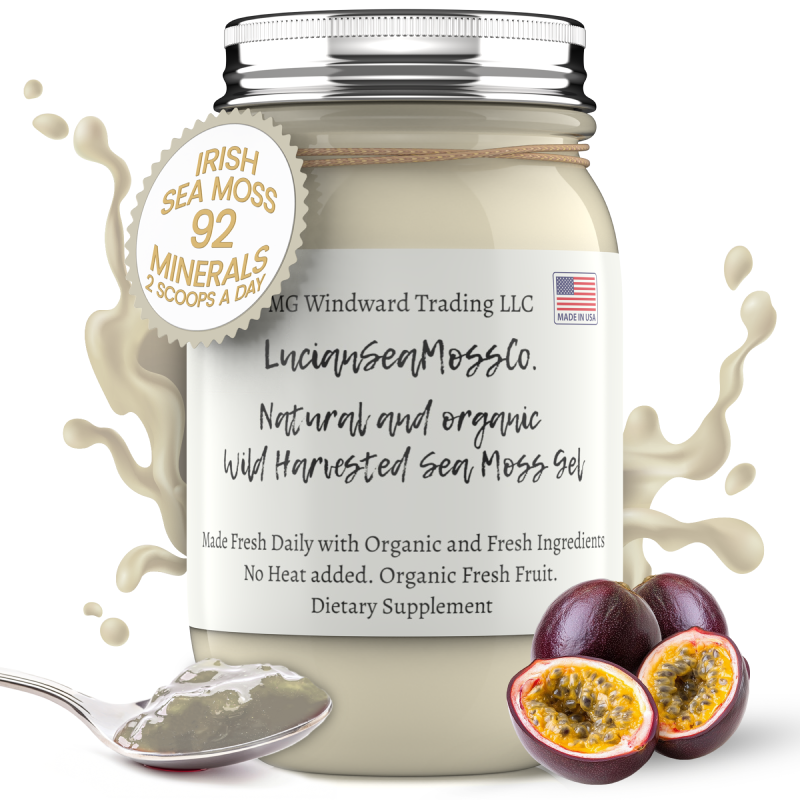Fresh Organic Passion Fruit Infused Sea Moss Gel by Seamoss Global