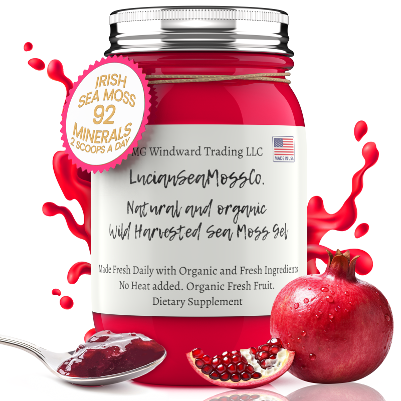 Fresh Organic Pomegranate Infused Sea Moss Gel by Seamoss Global