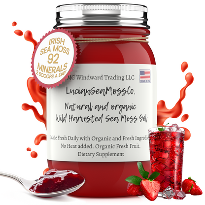 Fresh Organic Strawberry Mojito Infused Sea Moss Gel by Seamoss Global