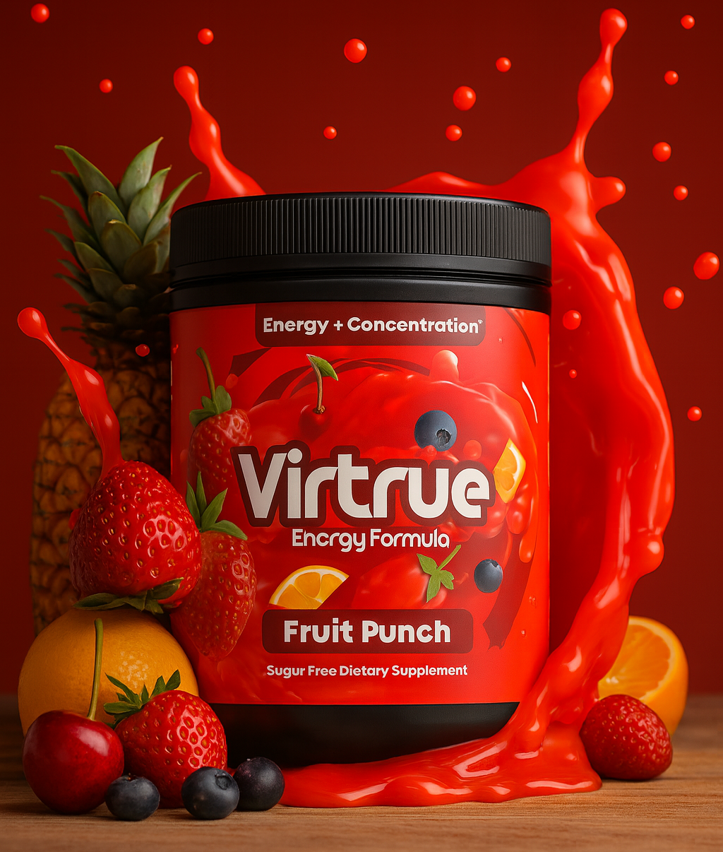 Fruit Punch Pre-Workout Energy Powder + Focus Boost &amp; Hydration | Sugar Free by Virtrue