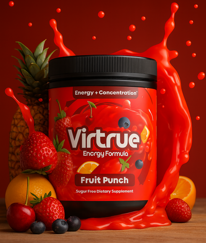 Fruit Punch Pre-Workout Energy Powder + Focus Boost &amp; Hydration | Sugar Free by Virtrue