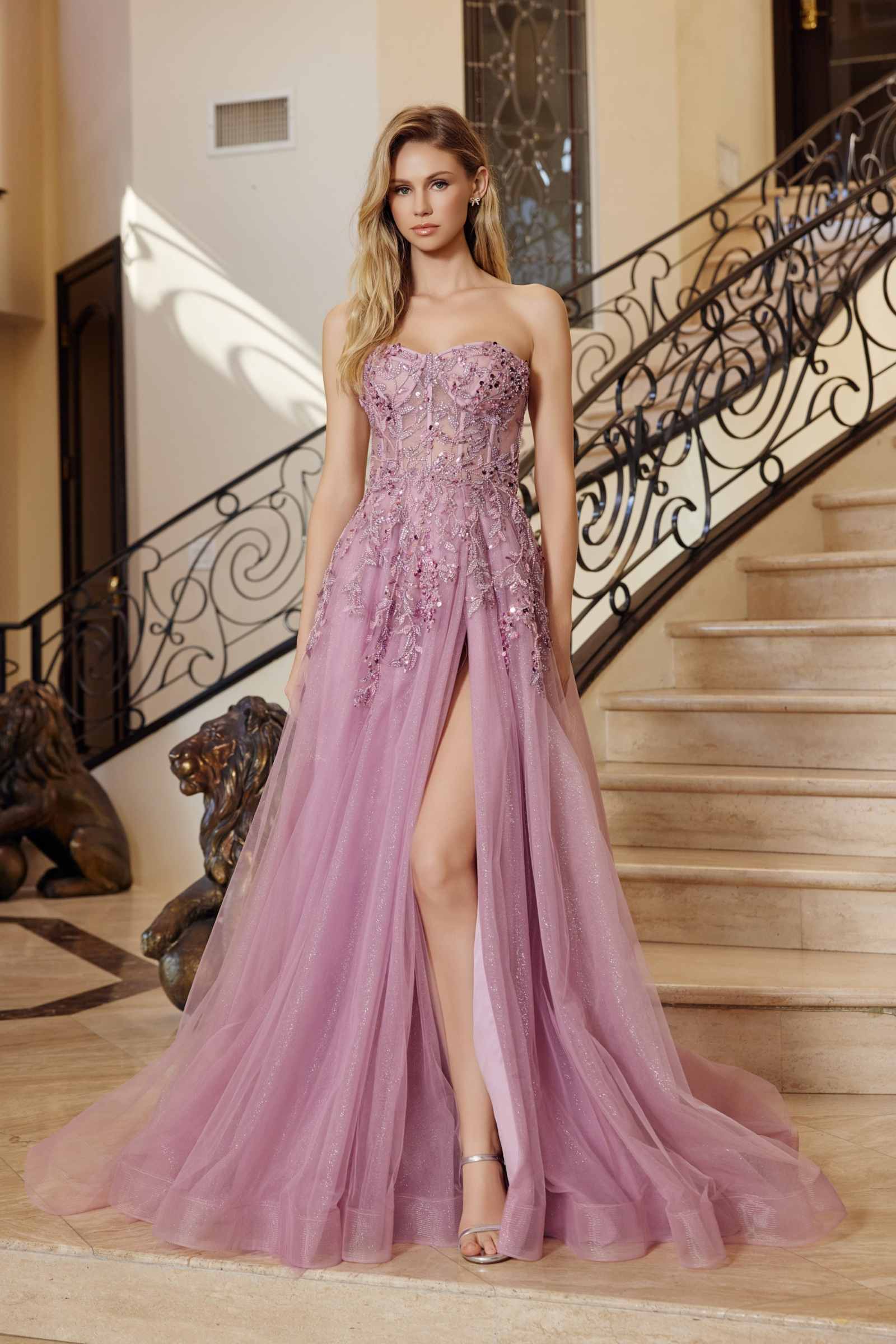 Nox Anabel G1371 Long A-Line Tulle Dress With A Sweetheart Top Sequin Applique by DiscountDressShop
