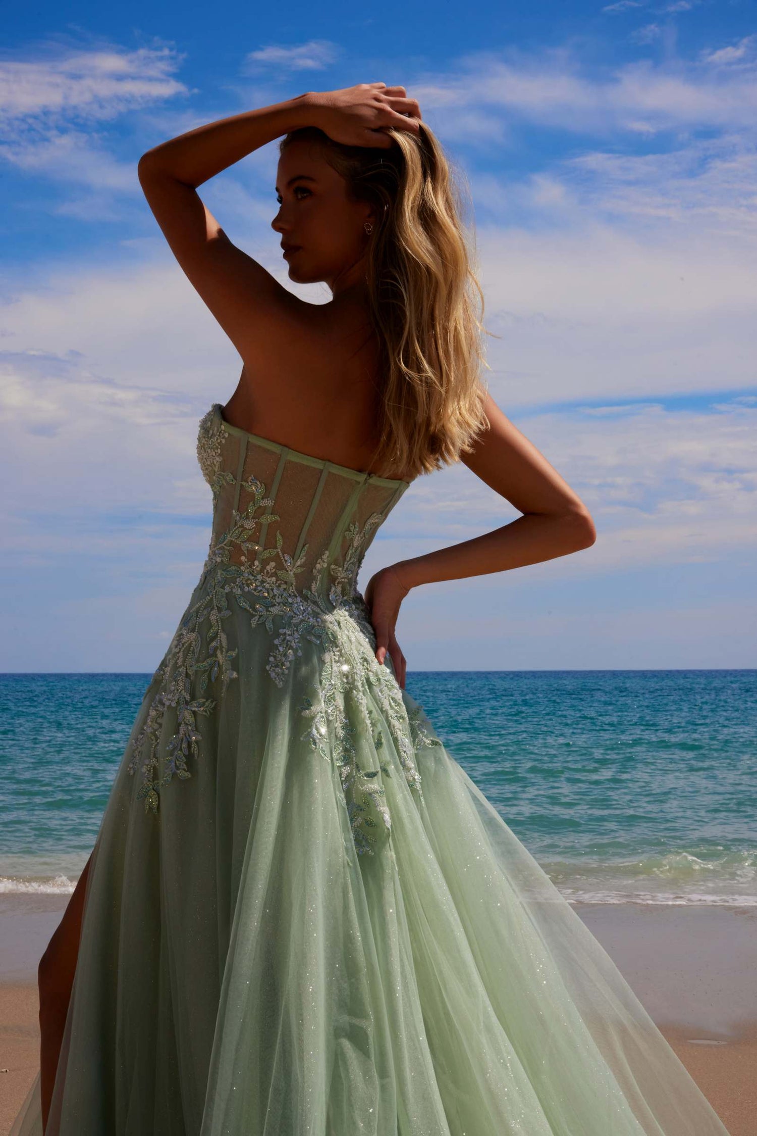 Nox Anabel G1371 Long A-Line Tulle Dress With A Sweetheart Top Sequin Applique by DiscountDressShop