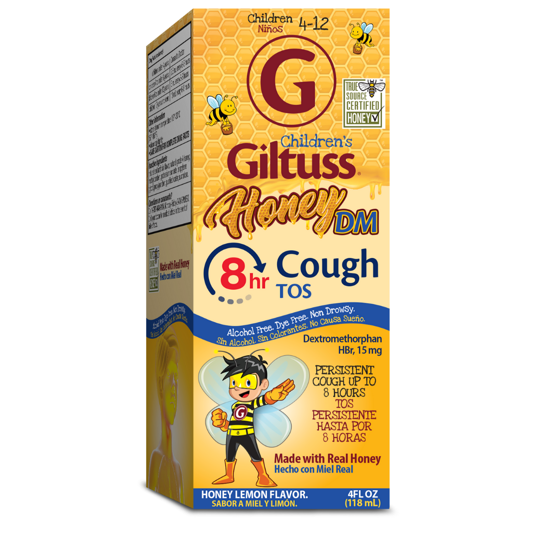 Giltuss Honey DM 8 Hrs Cough Suppressant Cherry Flavor (4 oz) by Farmacias Savia