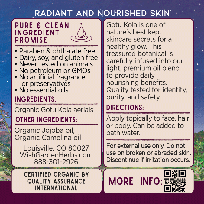 Gotu Kola Oil, All Over Glow by WishGarden Herbs