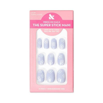 Olive &amp; June Fake Nails S Round Floral Doodle 32ct - New by This is Beauty US