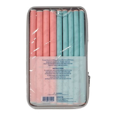 Conair Heatless Spiral Curl Rollers Coral &amp; Teal 18pcs - New
