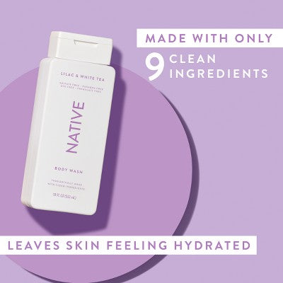 Native Body Wash for Women &amp;  Men Lilac &amp; White Tea Sulfate Free 18 fl oz - New