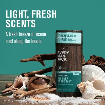 Every Man Jack All Over Solid Deodorant Coastal Surf 2.6oz - New by This is Beauty US