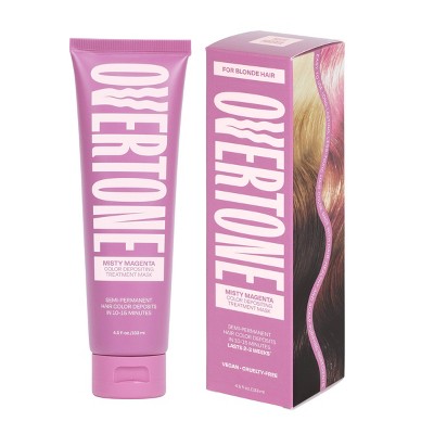 Overtone Misty Magenta Hair Mask Semi-Permanent Hair Dye &amp; Color Conditioner Cotton Candy Pink for Brown; Blonde Hair - New