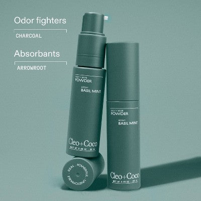 cleo+coco. Body and Hair Antiperspirants and Deodorant Powder Basil Mint 0.88oz - New by This is Beauty US