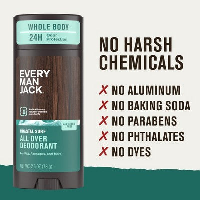 Every Man Jack All Over Solid Deodorant Coastal Surf 2.6oz - New by This is Beauty US