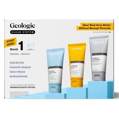 Geologie Clear System Month 1 / Level 1 Acne Treatment &amp; Skincare Set 3pc - New by This is Beauty US