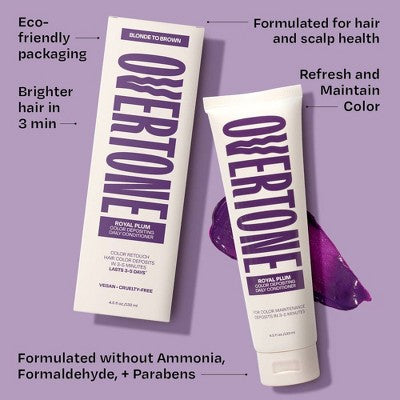 Overtone Royal Plum Daily Conditioner- Semi-Permanent Purple Hair Color 4.5 oz - New by This is Beauty US