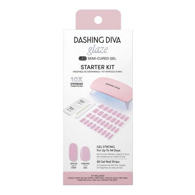 Dashing Diva Glaze Semi-Cured Gel Nail Polish Strips Starter Kit Powder Pink 32ct - New by This is Beauty US