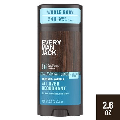 Every Man Jack All Over Solid Deodorant Coconut + Vanilla 2.6oz - New by This is Beauty US