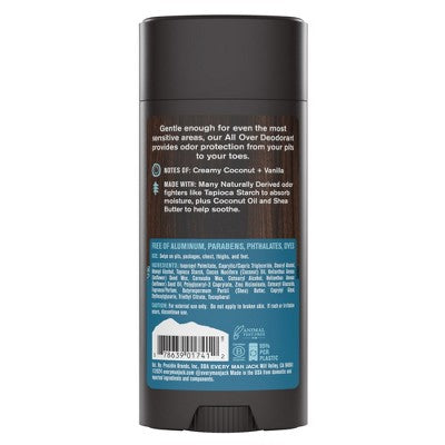 Every Man Jack All Over Solid Deodorant Coconut + Vanilla 2.6oz - New by This is Beauty US