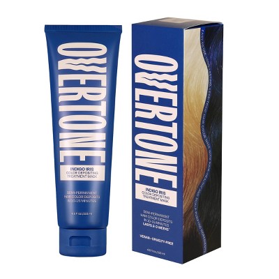 Overtone Indigo Iris Hair Mask Semi-Permanent Hair Dye &amp; Color Conditioner Blue for Brown &amp; Blonde Hair - New