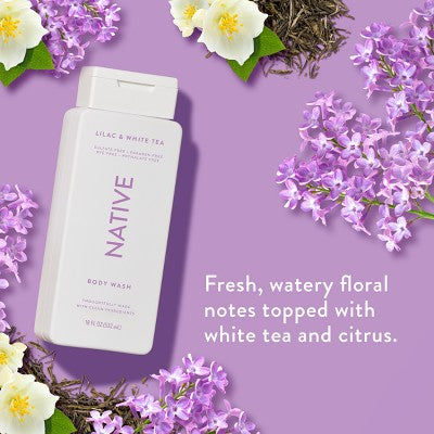 Native Body Wash for Women &amp;  Men Lilac &amp; White Tea Sulfate Free 18 fl oz - New