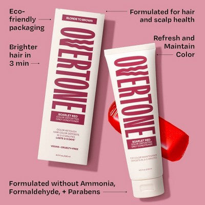 Overtone Scarlet Red Daily Conditioner- Semi-Permanent Ruby Red 4.5 oz - New by This is Beauty US