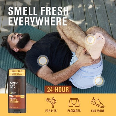 Every Man Jack All Over Solid Deodorant Fresh Citrus 2.6oz - New by This is Beauty US