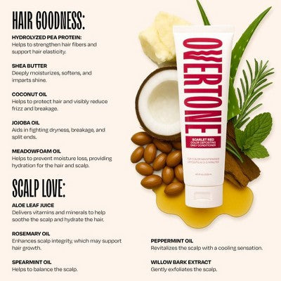 Overtone Scarlet Red Daily Conditioner- Semi-Permanent Ruby Red 4.5 oz - New by This is Beauty US