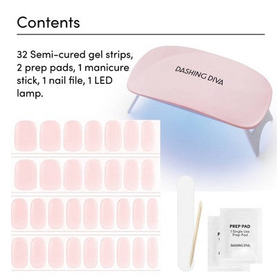 Dashing Diva Glaze Semi-Cured Gel Nail Polish Strips Starter Kit Powder Pink 32ct - New by This is Beauty US